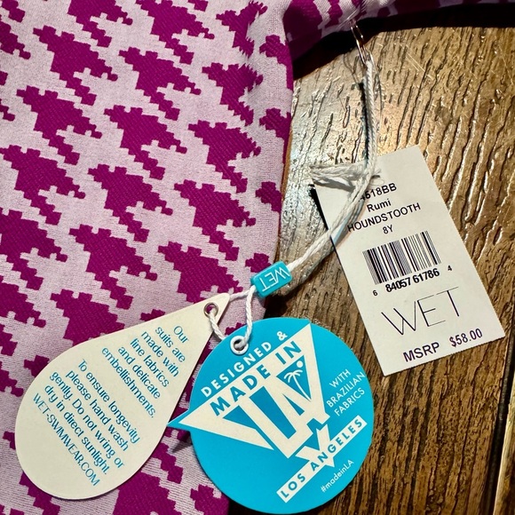 Mini Wet Girls Rash Guard Rumi HOUNDSTOOTH 8 Years NWT - Picture 4 of 6